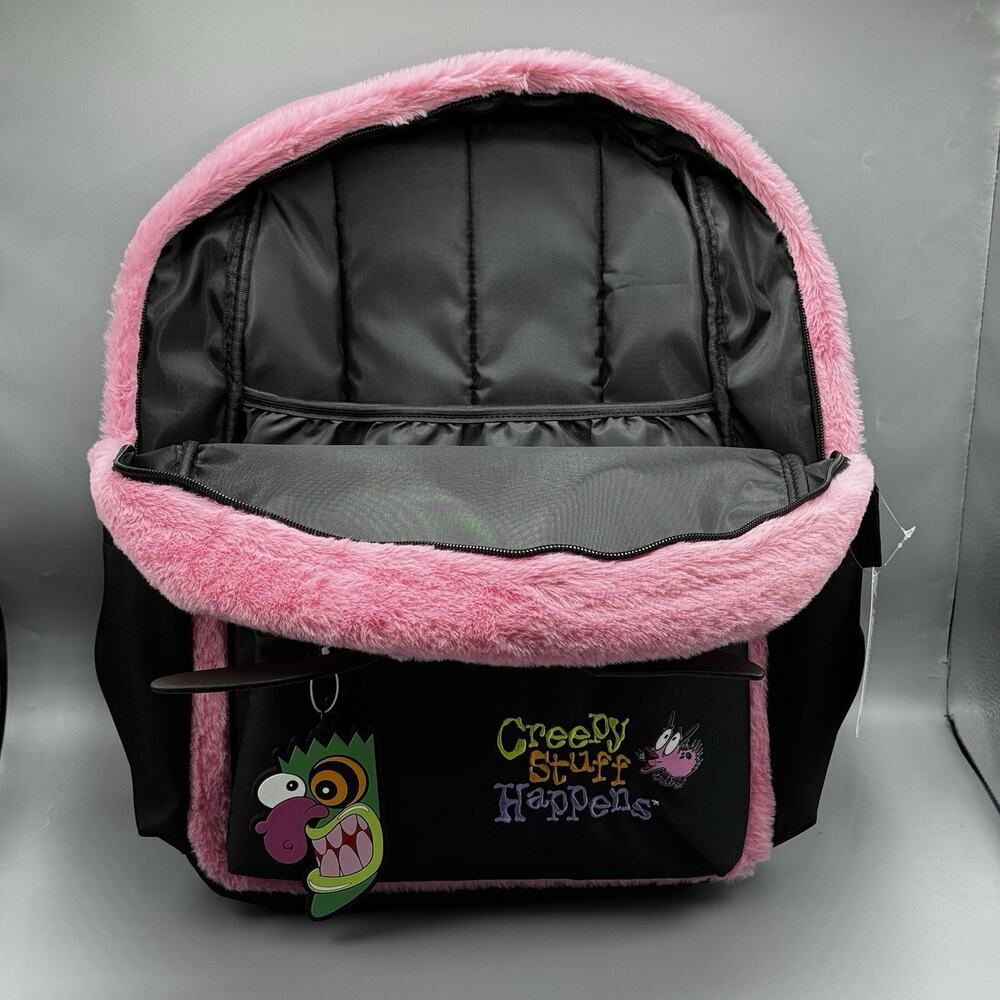 Courage The Cowardly Dog Courage Pink Fuzzy Backpack NEW - Picture 3 of 7